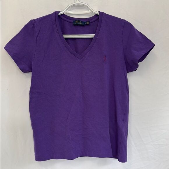 Polo Ralph Lauren Purple V-Neck T-Shirt sz Large - Picture 1 of 2